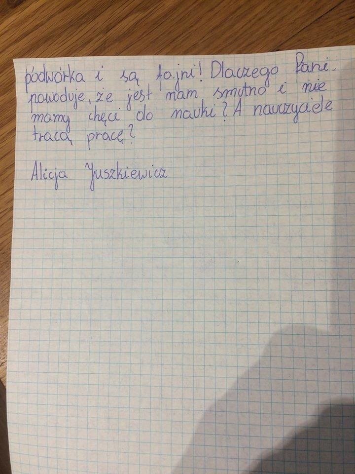 11-letnia Alicja napisała do minister Zalewskiej list,...