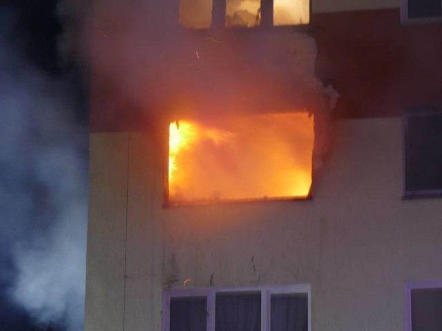 Pożar w wieżowcu w Koszalinie