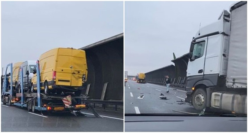 Wypadek na Autostradowej Obwodnicy Wrocławia 24.01.2022