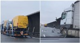 Gigantyczny korek na AOW po wypadku ciężarówek. Utrudnienia też na autostradzie A4 [ZDJĘCIA, FILM]
