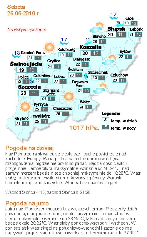 Pogoda na weekend dla województwa zachodniopomorskiego