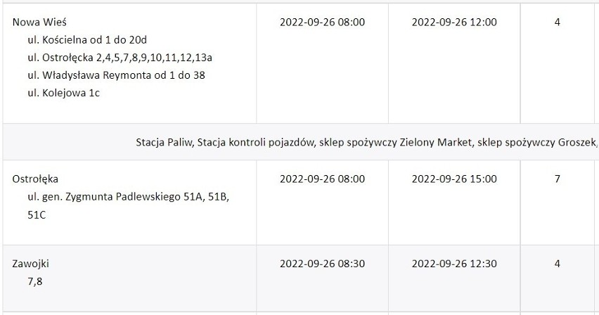 Wyłączenia prądu w regionie. Ostrołęka i powiaty: ostrołęcki, ostrowski i makowski (26 - 30.09.2022)