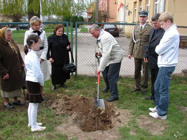 Dęby został posadzone wspólnymi siłami przez dyrekcję szkoły i mieszkańców Rzeczniowa.