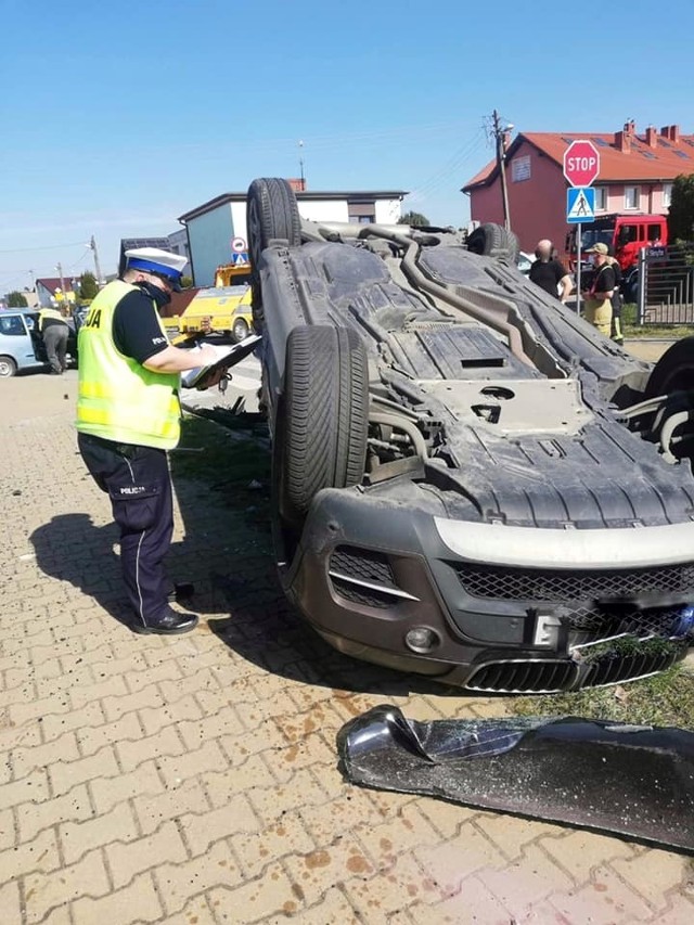 Wypadek na ulicy Fabianowskiej w Plewiskach.