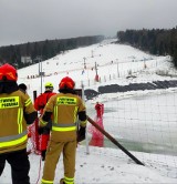 Sarenka i koziołek utknęły na zamarzniętym stawie przy wyciągu narciarskim Laworta. Pomogli strażacy z Ustrzyk Dolnych [ZDJĘCIA]