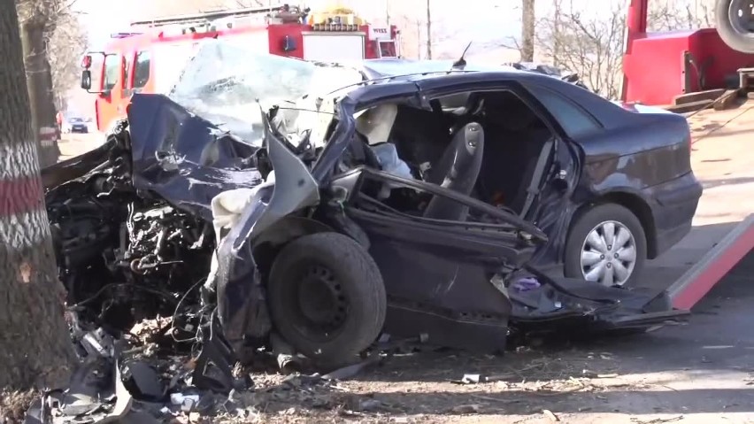 Śmiertelny wypadek pod Kamienną Górą. Auto uderzyło w drzewo (ZDJĘCIA)