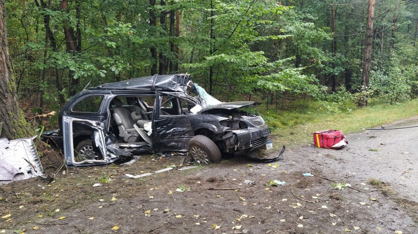 Powiat lubartowski: Dramatyczny wypadek w Mejznerzynie. Samochód uderzył w drzewo. Pasażer został zakleszczony w pojeździe