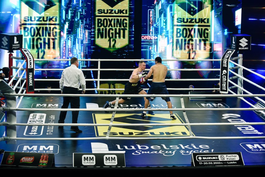 Daniel Adamiec wygrał zawodową walkę na gali Suzuki Boxing Night 12 w Słupsku. Zwyciężył też Bartosz Gołębiewski. Zobacz zdjęcia