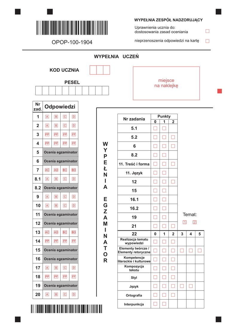 Egzamin ósmoklasisty 2019: ODPOWIEDZI JĘZYK POLSKI....