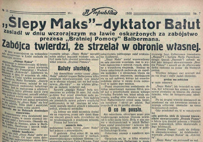 Łódzki mafioso, którego nazywano Janosikiem. Historia "Ślepego Maxa"