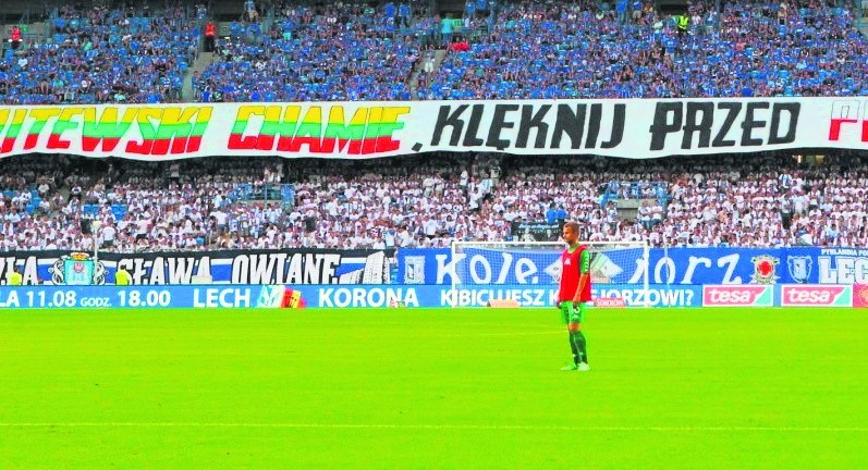 Transparent na stadionie Lecha Poznań