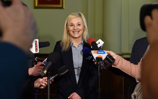 Anna Bednarczyk-Maśko, prezes SIM, podczas konferencji prasowej dotyczącej audytu spółki