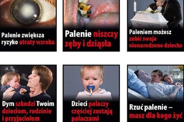 Wstrząsające zdjęcia na paczkach papierosów od 2016