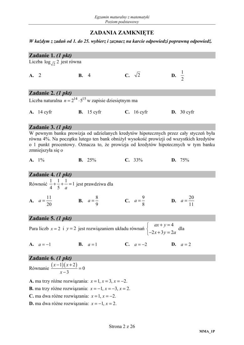 Matura 2019. Matematyka poziom podstawowy - arkusz CKE,...