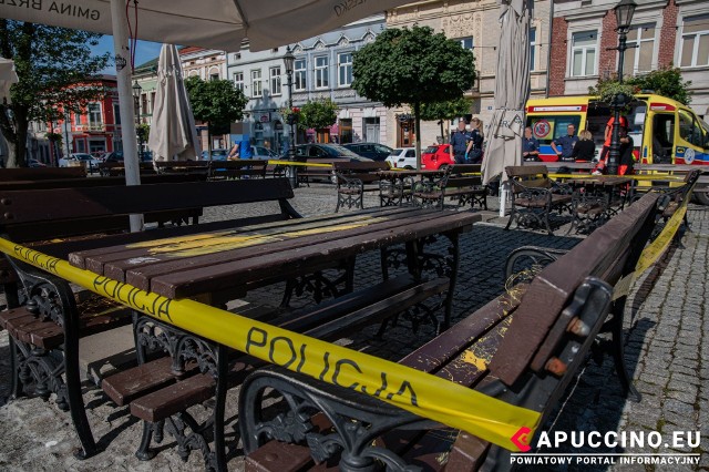 Akt wandalizmu na Rynku w Brzesku, mężczyzna pomalował ławki żółtym lakierem, 15.07.2022
