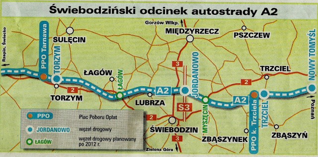 Świebodziński odcinek autostrady (kliknij na mapę, żeby zobaczyć całą)