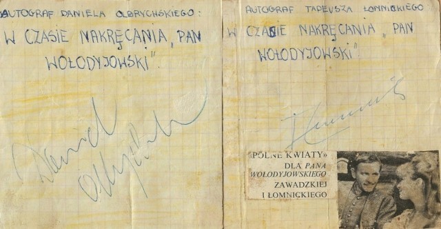 Autografy, które dostał w 1968 roku jeden z kolonistów przebywających w pobliskim Świerznie