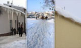 Takiej zimy w Olkuszu nie było już dawno. Zasypane drogi i chodniki, śnieg zwisający z dachów i ogromne sople. Zobacz zdjęcia