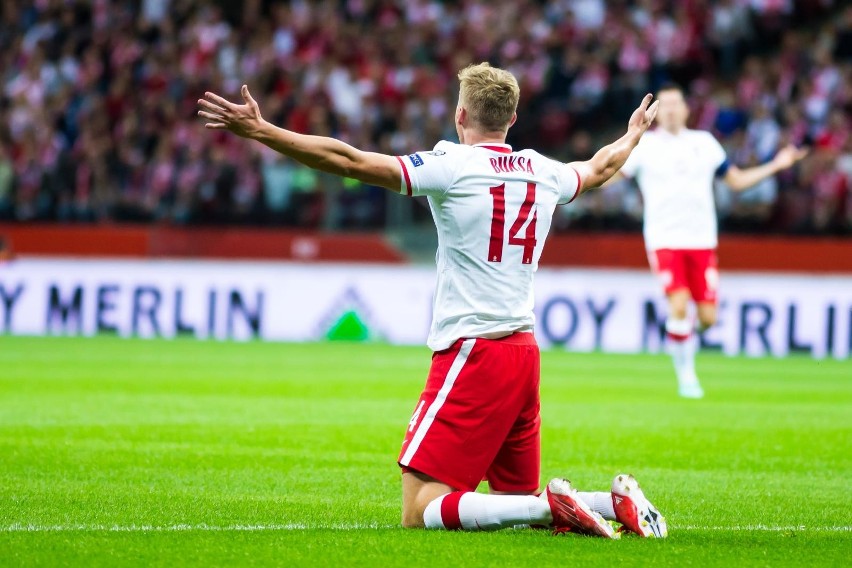 Adam Buksa w meczu Polska - Albania.