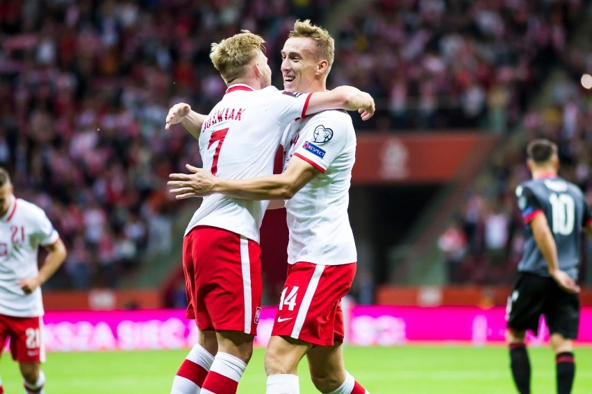 Adam Buksa w meczu Polska - Albania.