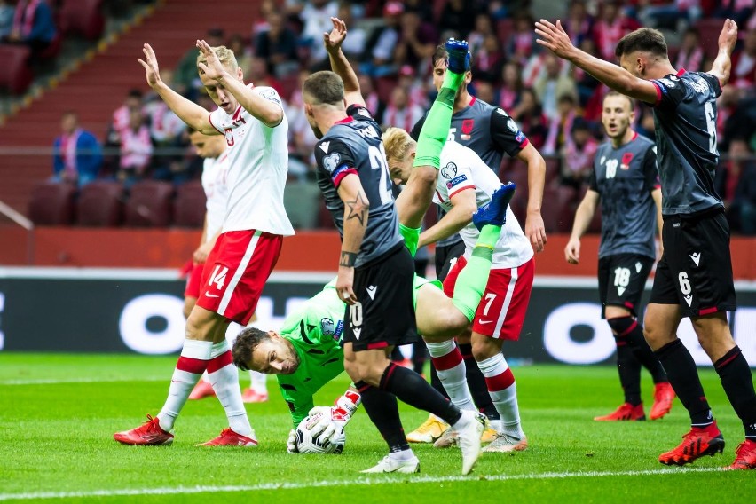 Adam Buksa w meczu Polska - Albania.