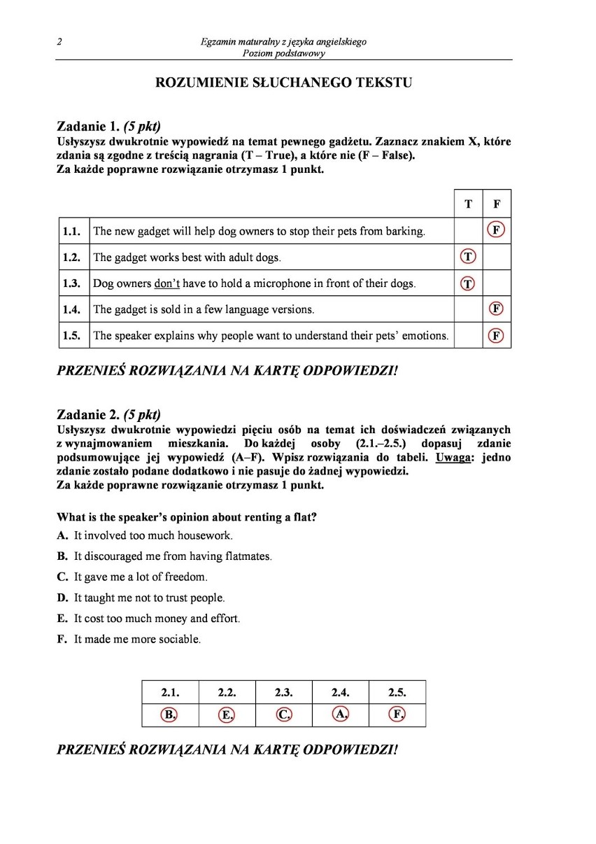 Matura 2014. Język angielski. Druga wersja arkusza. [ODPOWIEDZI]