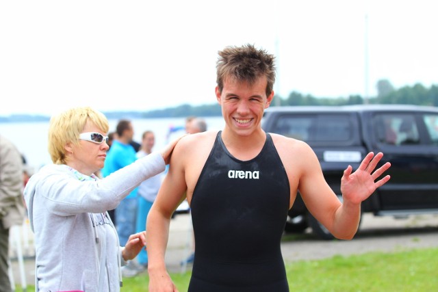 Jan Urbaniak to też stały uczestnik najstarszego polskiego maratonu pływackiego, ,,Wpław przez Kiekrz"