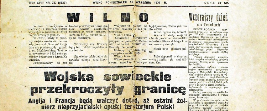 Dziś mija 70. rocznica wkroczenia armii Związku Radzieckiego na wschodnie tereny Rzeczpospolitej. Zobacz pierwszą stronę gazety z 18 września 1939 roku!
