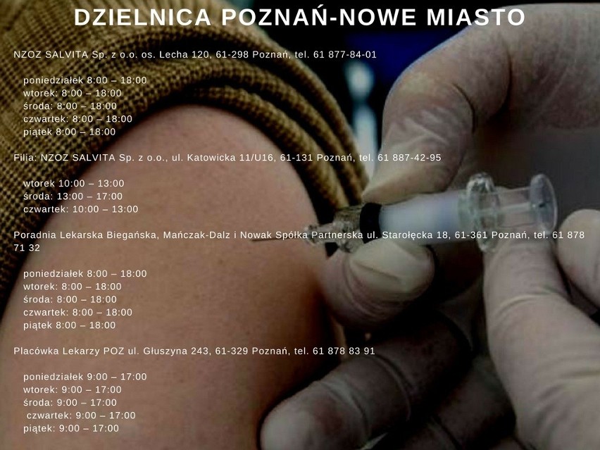 Gdzie można bezpłatnie zaszczepić się na grypę w Poznaniu? Adresy przychodni 