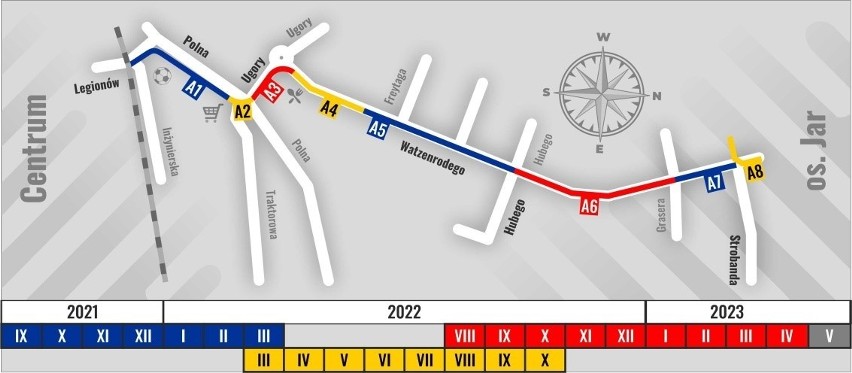 Taki jest harmonogram budowy linii na ulicach Polnej, Ugory...