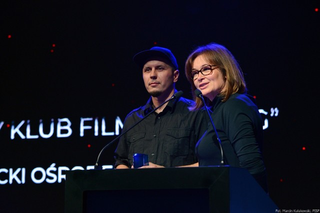 43. Festiwal Polskich Filmów Fabularnych w Gdyni. Laureaci 11. edycji Nagród PISF (za rok 2017). Od lewej - Krzysztof Sienkiewicz i Grażyna Dworakowska