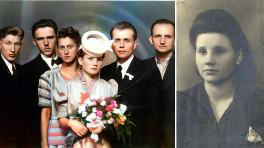 Na zdjęciu z lewej: Rok 1943. Ślub Henryki Brzuszek (dziś...