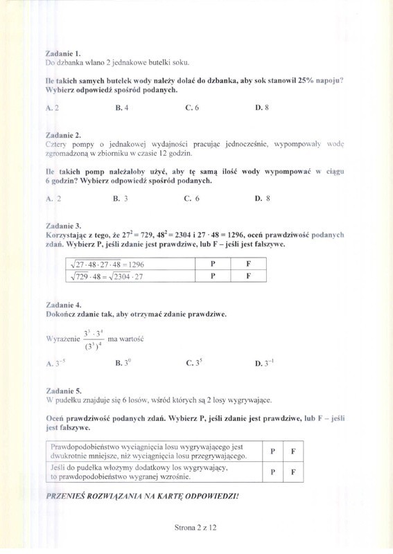 Egzamin gimnazjalny 2012: matematyka ARKUSZ...