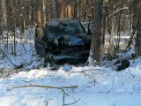 Hryniewicze. Wypadek na drodze Białystok - Juchnowiec Kościelny. Kierowca uderzył w drzewo (zdjęcia)