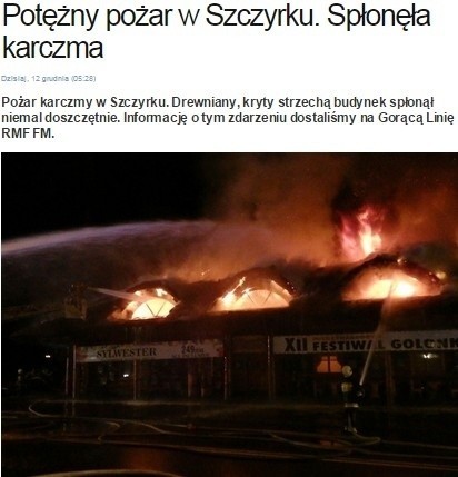 Pożar Karczmy Polskiej w Szczyrku