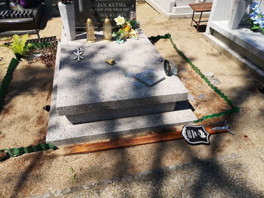 Zatrzymano wandala, który zniszczył nagrobki na cmentarzu w Grudziądzu