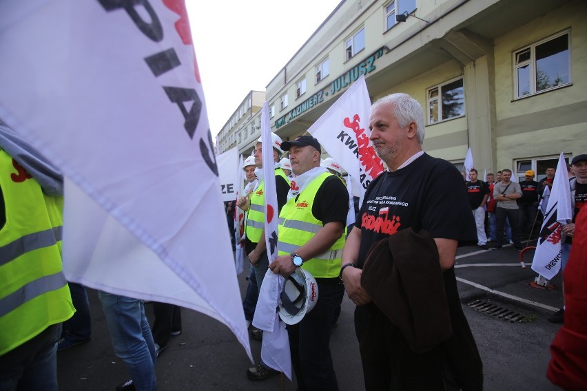 Demonstracja górników w Sosnowcu i Katowicach