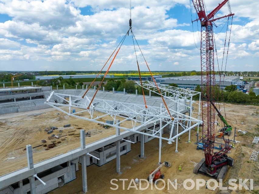 Tak wygląda postęp prac na budowie nowego stadionu w Opolu.