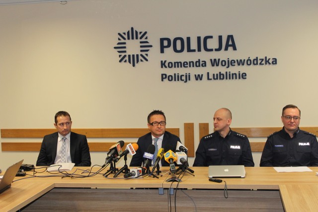 Konferencja prasowa w Komendzie Wojewódzkiej Policji w Lublinie