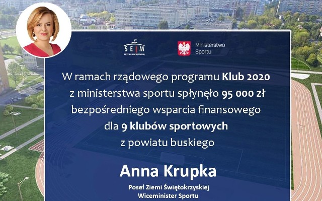 Z powiatu buskiego swój udział w projekcie zgłosiło 9 klubów sportowych, które w sumie otrzymają 95 000 złotych.