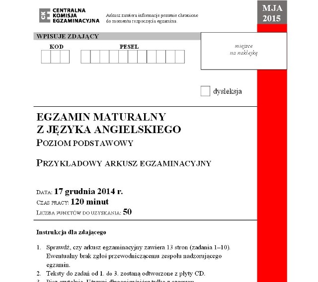 Próbna matura 2014 angielski podstawowy. Są już arkusze CKE! Sprawdź co  było! (ZADANIA, ODPOWIEDZI) | Gazeta Wrocławska