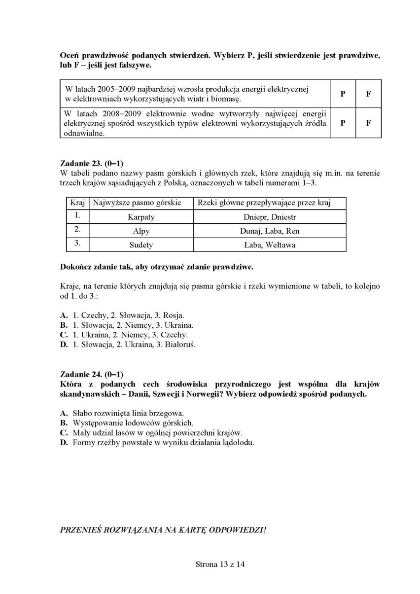 Egzamin gimnazjalny 2013: Matematyka i przyroda [ARKUSZE, PYTANIA I ODPOWIEDZI]