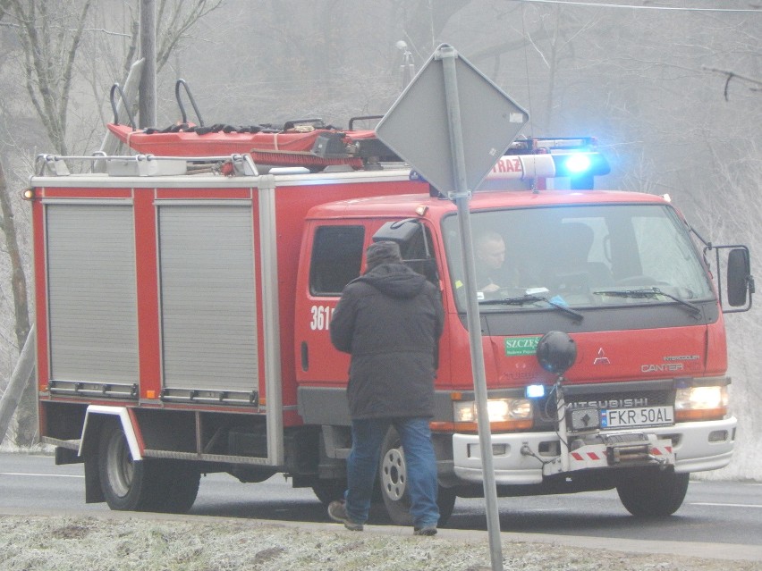 Miejsce wypadku zabezpieczała straż pożarna.