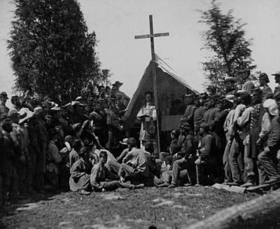 Jankesi podczas mszy św. przed bitwą nad Antietam w 1862 r. FOT. ARCHIWUM