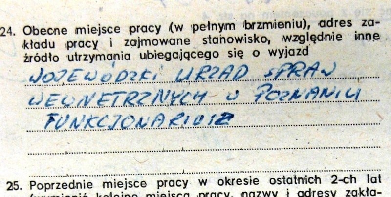 Informacja o miejscu zatrudnienia Mirosława R. ps. "Ryba"