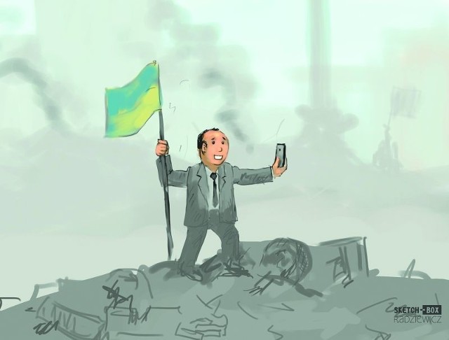 Jacek Kurski był na wszystkich barykadach Kijowa. I na każdej napstrykał sobie tak zwanych "słitfoci&#8221;