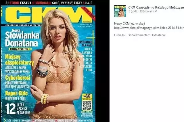 Monika Synytycz na okładce "CKM" (fot. screen z Facebook.com)