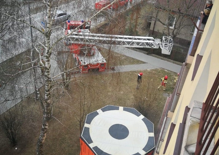 Akcja strażaków i policji na kieleckim Barwinku.