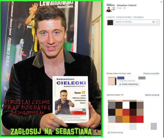 Robert Lewandowski popiera kandydata na radnego? To fotomontaż. Sebastian Cielecki przeprasza za żart.