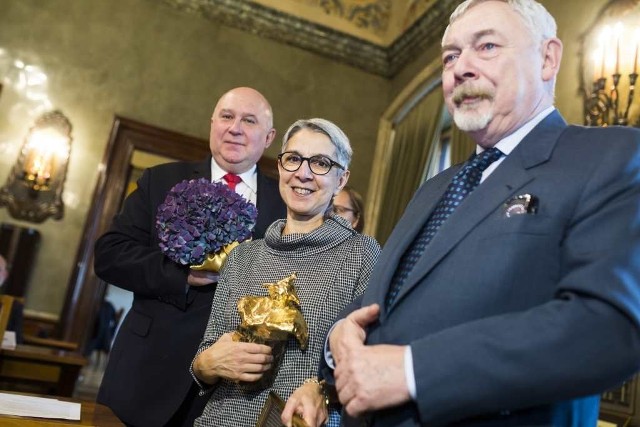 Helise Lieberman, dyrektorka Fundacji Taubego, z prezydentem i przewodniczącym RMK